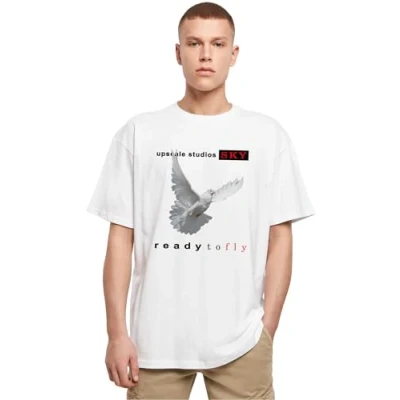 Image of Upscale by Mister Tee Unisex Ready TO FLY Print Tshirt, Size: Large, White