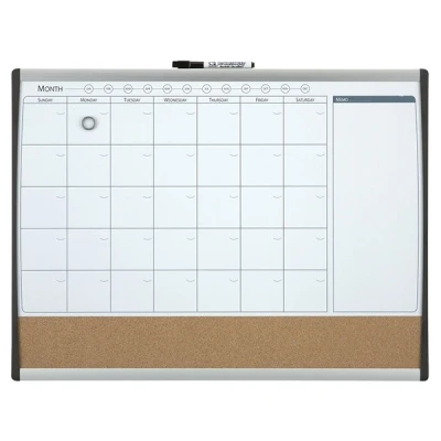 Image of Nobo Small Magnetic Whiteboard Planner With Cork Notice Board, Weekly &amp; Monthly, Arched Frame, Wall Mountable, Home/Office, 585 x 430 mm, 1903813