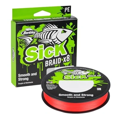 Image of Berkley Sick Braided line Red 2000m 0.10mm (7.5kg) fishing