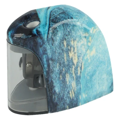 Image of Westcott Electric Pouring Art and Marble Effect Pencil Sharpener with Container Battery Operated Can E 55060 Blue