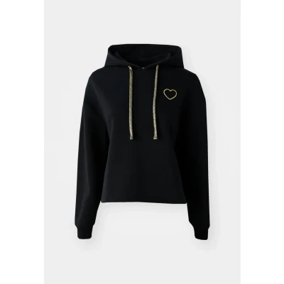 Image of Pieces Pcchilli Heart Hoodie NOOS Sweatshirt black/goldcoloured, Women&#039;s, Size: Small, Black/gold coloured