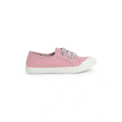 Image of Pisamonas Lace Up Rubber Toe Cap Canvas Trainers Size 7 Color Pink