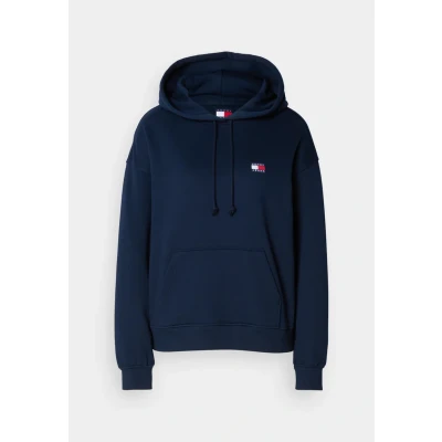 Image of Tommy Jeans Badge Hoodie Sweatshirt, Women&#039;s, Size: Large, Dark night navy
