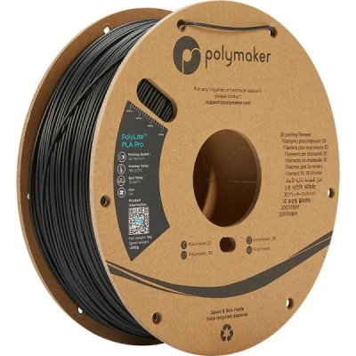 Image of Polymaker PLA PRO Filament 1.75mm, Tough &amp; High Rigidity Black 1.75mm 1kg Cardboard Spool PolyLite 3D Printer Print with Most Printers Using