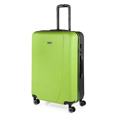 Image of ITACA Lightweight Suitcases Large ABS Hard Shell Suitcase 75cm Travel with Combination Lock Rigid 4 Wheels Light, Pistachio anthracite