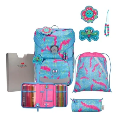 Image of DerDieDas ErgoFlex Easy School bag set 5 Pieces Happy Pixel,