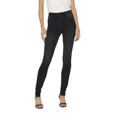 Image of ONLY Female Skinny Jeans ONLROYAL High Waist Fit Jeans, black denim, S / 30L