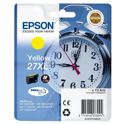 Image of Epson 27XL Yellow Alarm Clock High Yield Genuine, DuraBrite Ultra Ink Cartridge