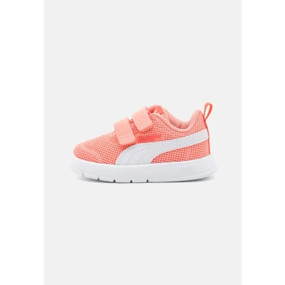 Image of Puma Courtflex V3 Unisex Road running shoes for kids, Size: 5K, Fruit/white/peach frost Imitation leather/ textile