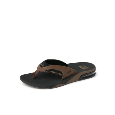 Image of Reef Fanning Tbar sandals, Men&#039;s, Size: 13, Black/tan High quality imitation leather