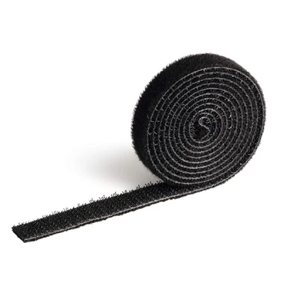 Image of Durable CAVOLINE Cable Management Hook and Loop Tie Reusable Self Gripping Tape for Quickly Bundling Tidying Cables Can be Easily Cut To RequiRed Size 1 Metre Roll in Black