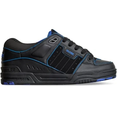 Image of Globe Fusion Skate shoes, Men&#039;s, Size: 9.5, Black/blue/mosaic leather and imitation
