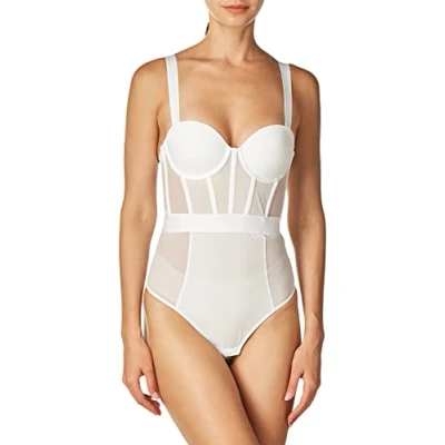 Image of DKNY Intimates Sheers Cupped Strapless Bodysuit Body, Women&#039;s, Size: 34C, White