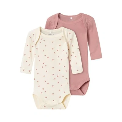 Image of NAME IT Baby Girls&#039; Nbfbody 2P Ls Buttercream Hearts Noos, Buttercream, 86