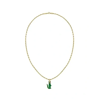 Image of Lacoste Unisex Necklace goldcoloured/green, Size: One Size, Gold coloured/green