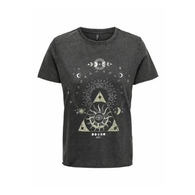 Image of ONLY Onllucy REG S/S JRS NOOS Print Tshirt black, Women&#039;s, Size: XS, Black