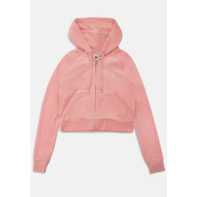 Image of Juicy Couture Classic Hoodie WITH LOGO Unisex Zipup sweatshirt, Women&#039;s, Size: XS, Pink