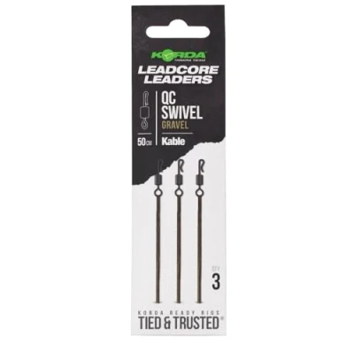 Image of Korda Kable Leadcore Leader QC Swivel Gravel (50cm) (3 pieces) Carp rig