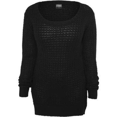 Image of Urban Classics Ladies LONG Wideneck Sweater Jumper, Women&#039;s, Size: XL, Black
