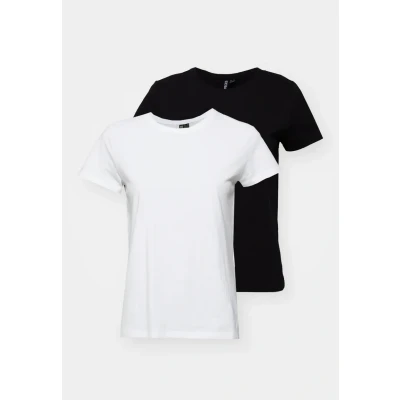 Image of Pieces Pcamira TEE 2 PACK Basic Tshirt, Women&#039;s, Size: XS, White/black