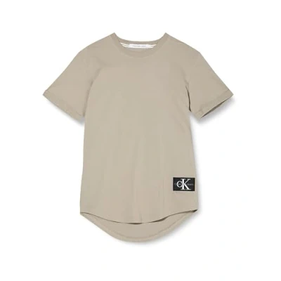 Image of Calvin Klein Jeans Badge TURN UP Sleeve Basic Tshirt, Men&#039;s, Size: 3XL, Elephant skin