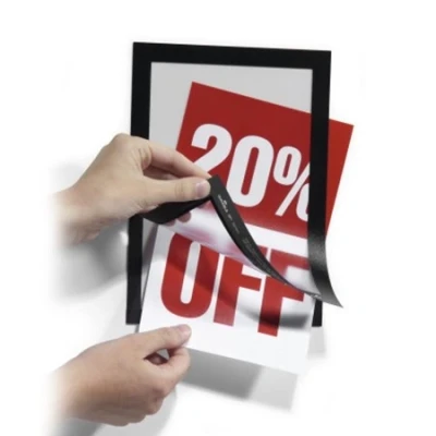Image of Durable DURAFRAME Self Adhesive Magnetic Frame A5 Format In Black Pack of 2 Frames Document for Professional Internal Signage