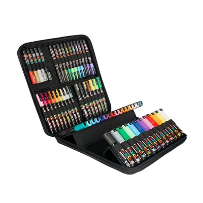 Image of Faber Castell uni ball 186808 POSCA Marker Case with 60 Acrylic Pens, Suitable for Many Surfaces, Various Tips and Colours