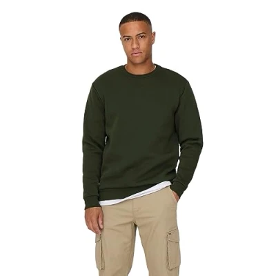 Image of Only &amp; Sons Onsceres LIFE CREW NECK Sweatshirt, Men&#039;s, Size: Large, Rosin
