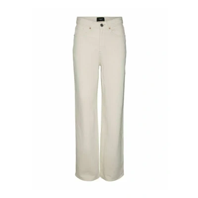 Image of VERO MODA Women&#039;s Vmtessa Hr Wide Str Jeans Ecru Ga Noos, Ecru, 28W / 32L