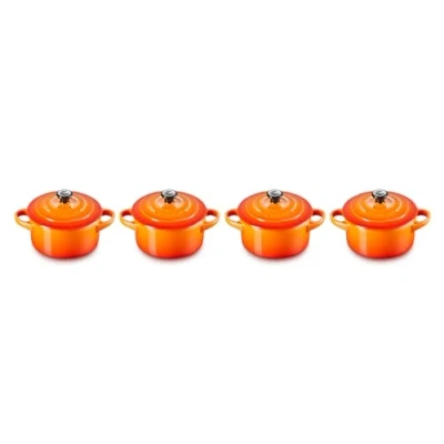 Image of Le Creuset Serving pan / Mini Casserole Signature Orange red ø 10 cm 250 ml 4 pieces