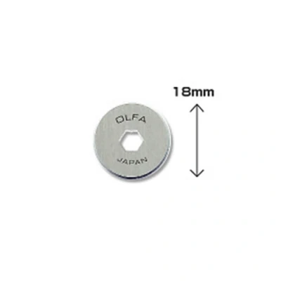 Image of RB18 2 x stainless steel rotary blades in a plastic case. 18mm. Blister packed.