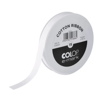 Image of COLOP e mark (15 mm x 25 m) White Cotton Ribbon Accessory for Mobile Printers 1 Piece