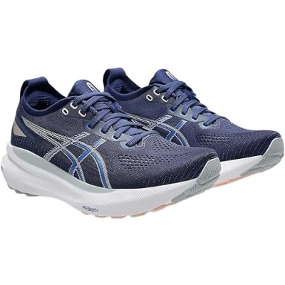 Image of Asics Gelkayano 31 Road running shoes, Women&#039;s, Size: 4.5, Indigo blue/pure silver Textile/synthetics