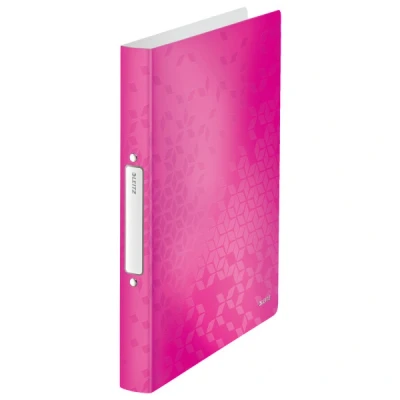 Image of Leitz 2 Ring Binder, Holds up to 190 Sheets, Wow Range, 25 mm Spine, 42570023 A4, Pink Metallic