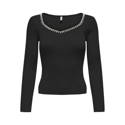 Image of ONLY Onlemma V NECK Pearl Jumper, Women&#039;s, Size: Small, Black/white