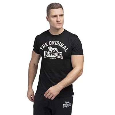 Image of Lonsdale Normale Passform Original Print Tshirt, Men&#039;s, Size: Large, Black