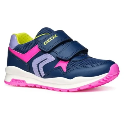 Image of Geox Pavel Trainers for kids, Size: 7K, Navy/fluo fuchsia Imitation leather/ textile