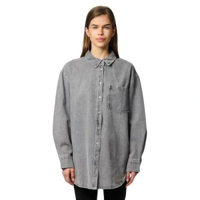 Image of Pieces Pcmaisie Buttondown blouse, Women&#039;s, Size: XS, Grey denim