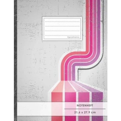 Image of Notenheft: DIN A4 48 Seiten, 24 Blatt, 12 Systeme, „Gestreift“ Original #GoodMemos Schulheft Mit Inhaltsverzeichnis und Seitenzahlen, Noten Lineatur 14