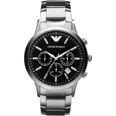 Image of Emporio Armani Chronograph watch silvercoloured, Men&#039;s, Size: One Size, Silver coloured