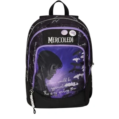 Image of Seven Wednesday School Backpack Be The Strange You Want To Double Compartment Bottle Pocket, Girl Weekday Maxi Capacity, Purple, Taglia unica, Rucksack Backpacks, One