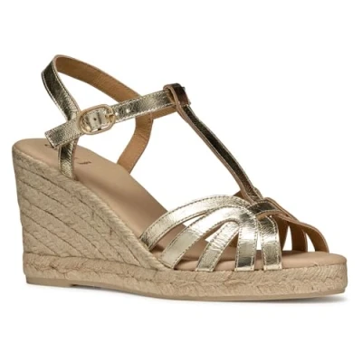 Image of Geox Gelsa Wedge sandals, Women&#039;s, Size: 2.5, Gold Leather