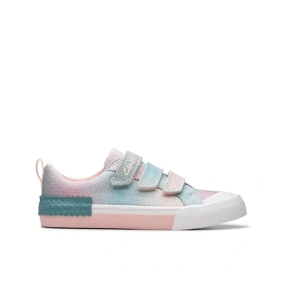Image of Clarks Foxingbrill Unisex Trainers for kids, Size: 9K, Pastel Textile
