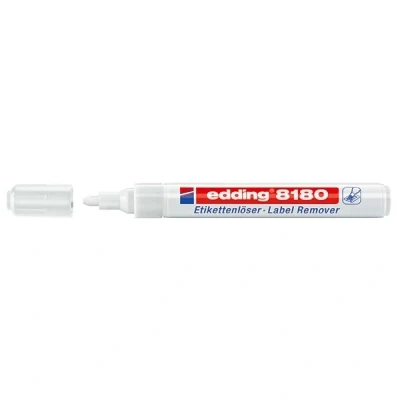 Image of edding 8180 label removal marker 1 pen chisel nib 4 mm for releasing labels and removing adhesive residue odourless colourless