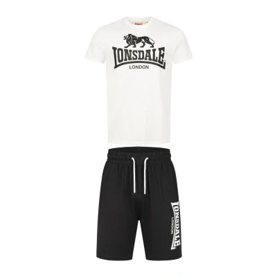 Image of Lonsdale Men&#039;s T Shirt &amp; Shorts Set, Regular Fit, MAIR, White/Black, S