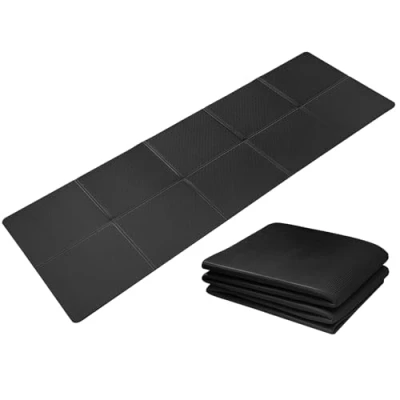 Image of Good Nite Foldable Yoga Mat Non Slip Portable Fitness Light Gym Pilates Sport Travel Exercise for Women Men 183 x 61 0.6 cm（Black）