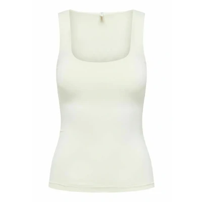 Image of ONLY OHNE ÄRMEL Einfarbiges Top, Women&#039;s, Size: XS, Cloud dancer