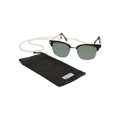 Image of Urban Classics Sunglasses Crete with pearl chain Unisex Sunglasses, Men&#039;s, Size: One Size, Black/green