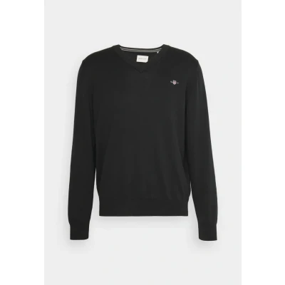Image of GANT Classic V NECK Jumper, Men&#039;s, Size: Small, Black