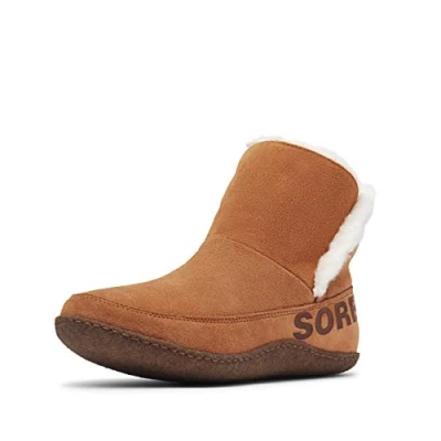 Image of Sorel Nakiska Bootie Classic ankle boots, Women&#039;s, Size: 3, Camel brown Suede